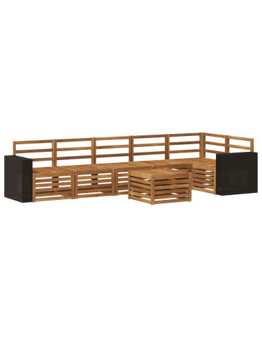 Set divano sezionale 7 pcs Naturale Legno di Acacia Massello