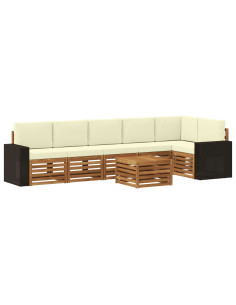 Set divano sezionale con cuscino 7 pcs Naturale e Crema 2