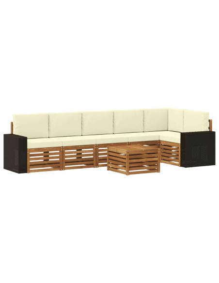 Set divano sezionale con cuscino 7 pcs Naturale e Crema