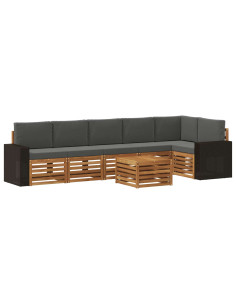 Set divano sezionale con cuscino 7 pcs Naturale e Antracite 2
