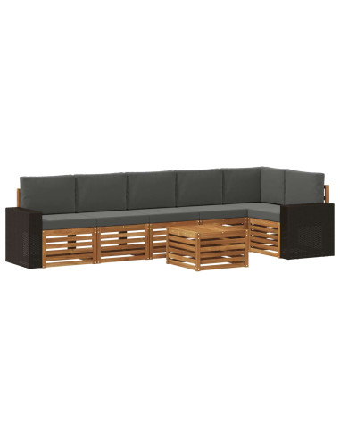 Set divano sezionale con cuscino 7 pcs Naturale e Antracite