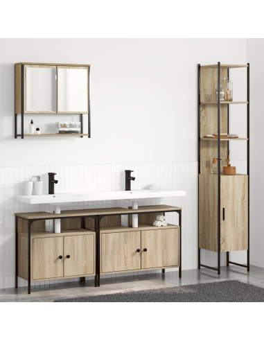 Set di mobili per il bagno con lo scaffale 4 pcs Rovere Sonoma
