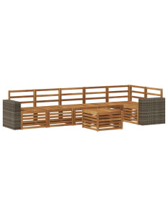 Set divano sezionale 7 pcs Naturale Legno di Acacia Massello 2
