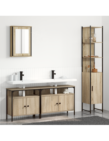 Set di mobili per il bagno con lo scaffale 4 pcs Rovere Sonoma