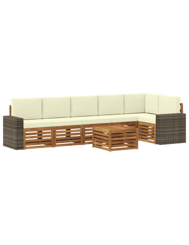Set divano sezionale con cuscino 7 pcs Naturale e Crema