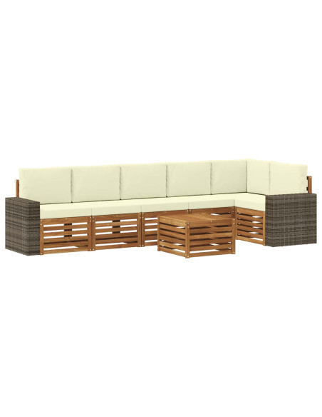 Set divano sezionale con cuscino 7 pcs Naturale e Crema