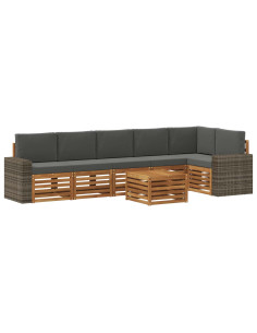 Set divano sezionale con cuscino 7 pcs Naturale e Antracite 2