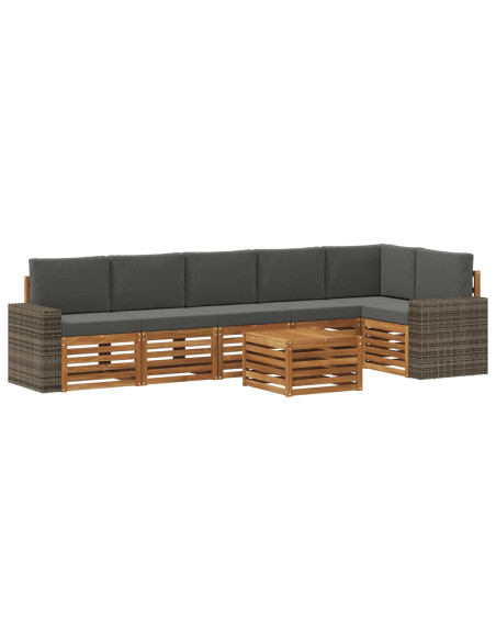 Set divano sezionale con cuscino 7 pcs Naturale e Antracite