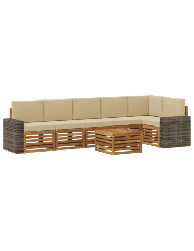 Set divano sezionale con cuscino 7 pcs Naturale e Beige