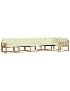 Set di divani da esterno con cuscino 6 pcs Bianco e Crema 2