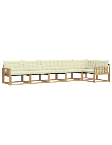 Set di divani da esterno con cuscino 6 pcs Bianco e Crema