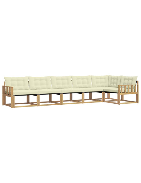Set di divani da esterno con cuscino 6 pcs Bianco e Crema
