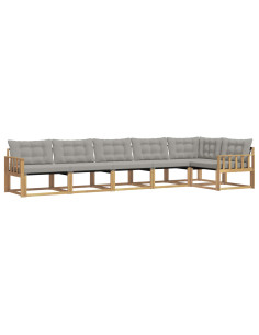 Set di divani da esterno 6 pcs Bianco e Grigio Chiaro 2
