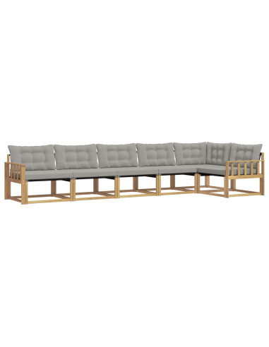 Set di divani da esterno 6 pcs Bianco e Grigio Chiaro