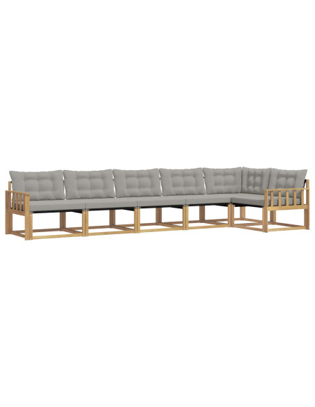 Set di divani da esterno 6 pcs Bianco e Grigio Chiaro
