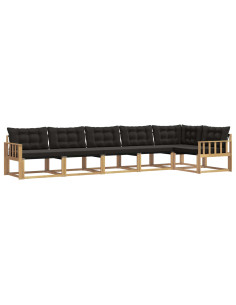 Set di divani da esterno con cuscino 6 pcs Bianco e Nero 2