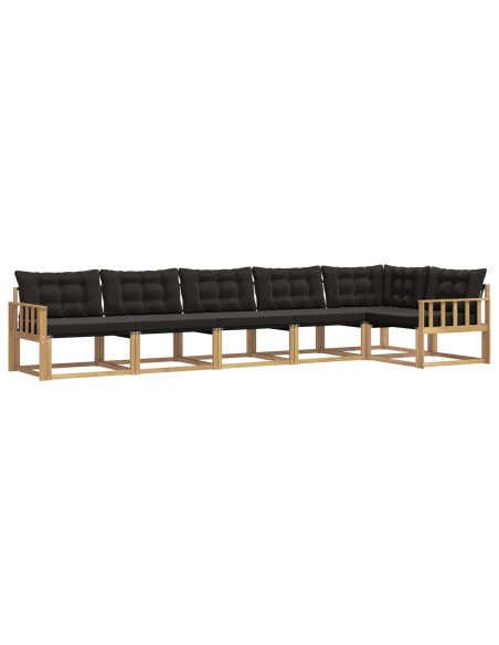 Set di divani da esterno con cuscino 6 pcs Bianco e Nero