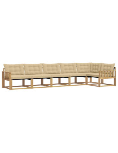 Set di divani da esterno con cuscino 6 pcs Bianco e Beige 2