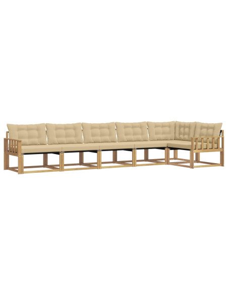 Set di divani da esterno con cuscino 6 pcs Bianco e Beige