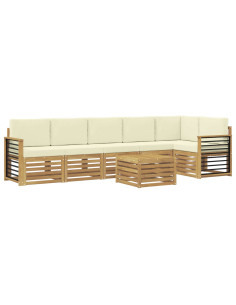 Set divano sezionale con cuscino 7 pcs Bianco e Crema 2