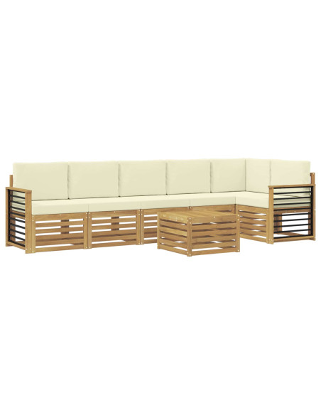 Set divano sezionale con cuscino 7 pcs Bianco e Crema