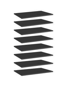 Ripiani per Libreria 8pz Nero Lucido 60x40x1,5cm Multistrato 2