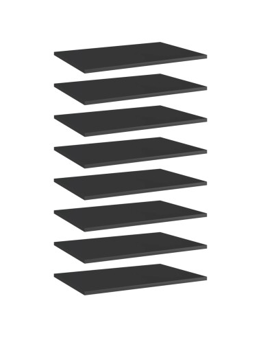 Ripiani per Libreria 8pz Nero Lucido 60x40x1,5cm Multistrato