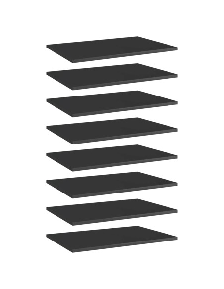 Ripiani per Libreria 8pz Nero Lucido 60x40x1,5cm Multistrato