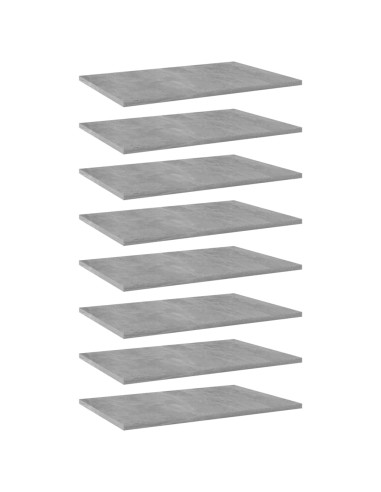 Ripiani per Libreria 8pz Grigio Cemento 60x40x1,5cm Multistrato