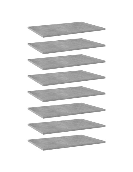 Ripiani per Libreria 8pz Grigio Cemento 60x40x1,5cm Multistrato