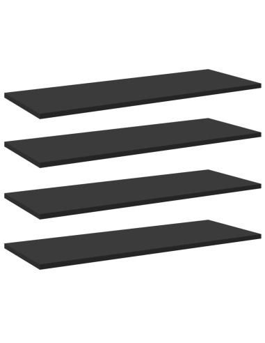 Ripiani per Libreria 4pz Neri 80x30x1,5cm in Legno Multistrato