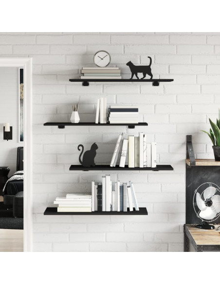 Ripiani per Libreria 4pz Neri 80x30x1,5cm in Legno Multistrato