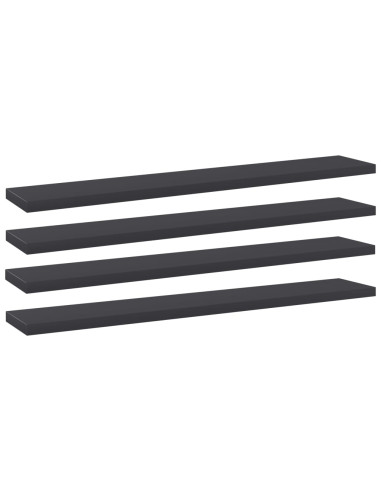 Ripiani per Libreria 4pz Grigi 60x10x1,5cm in Legno Multistrato