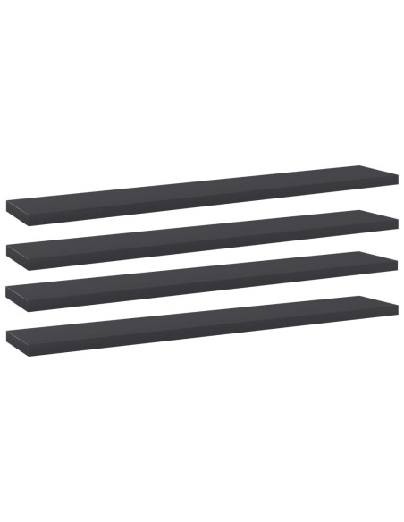 Ripiani per Libreria 4pz Grigi 60x10x1,5cm in Legno Multistrato