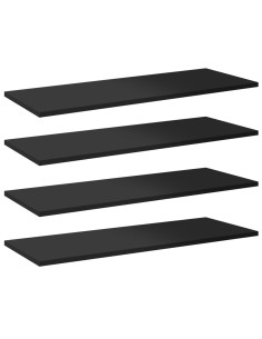 Ripiani per Libreria 8pz Nero Lucido 80x30x1,5cm Multistrato 2