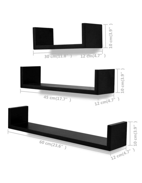 Mensole da Parete 6 pz Nero