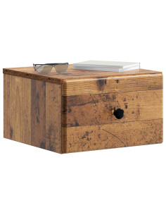Mobiletto da notte a muro Legno antico 34,5 x 33 x 20 cm 2