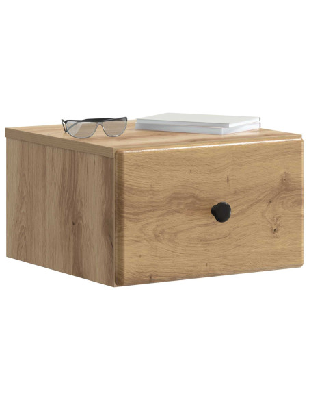 Mobiletto da notte a muro con cassetto 2 pcs Rovere Artigianale