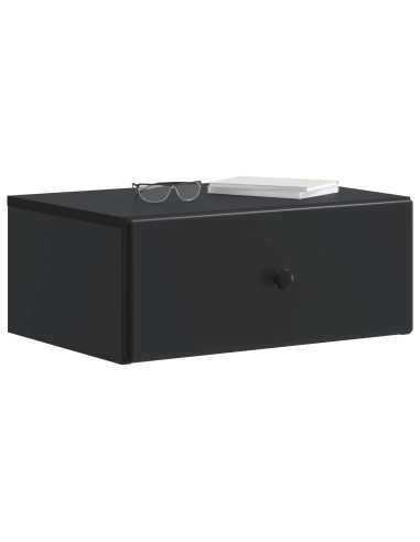 Mobiletto da notte a muro con cassetto Nero 49 x 34,5 x 20 cm
