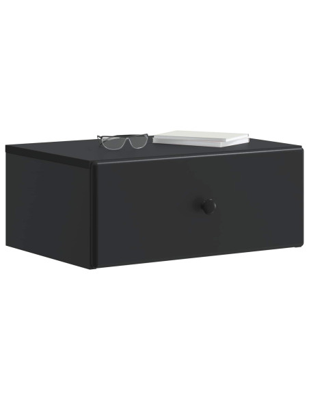 Mobiletto da notte a muro con cassetto Nero 49 x 34,5 x 20 cm