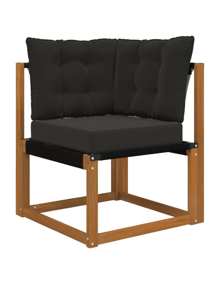 Set di divani da esterno con cuscino 6 pcs Naturale e Nero