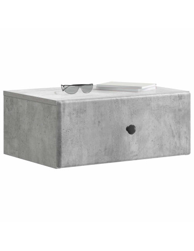 Mobiletto da notte a muro con cassetto 2 pcs Grigio Cemento