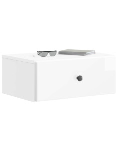 Mobiletto da notte a muro Bianco Lucido 49 x 34,5 x 20 cm 2