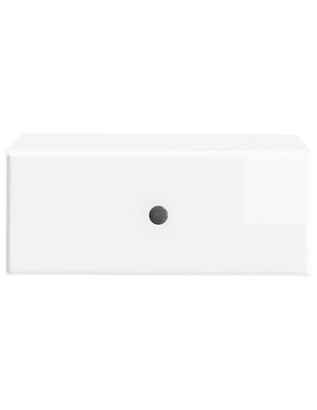 Mobiletto da notte a muro Bianco Lucido 49 x 34,5 x 20 cm