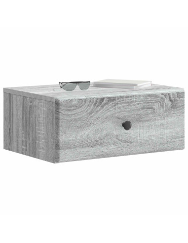 Mobiletto da notte a muro Grigio Sonoma 49 x 34,5 x 20 cm