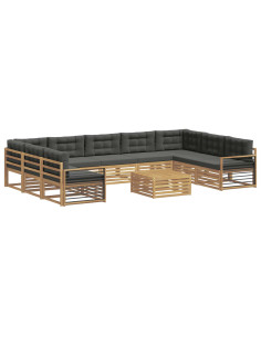 Set di divani da esterno con cuscino 10 pcs Bianco e Antracite 2