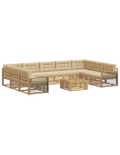 Set di divani da esterno con cuscino 10 pcs Bianco e Beige 2