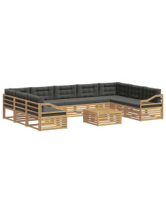 Set di divani da esterno 10 pcs Bianco e Antracite Poliestere 2