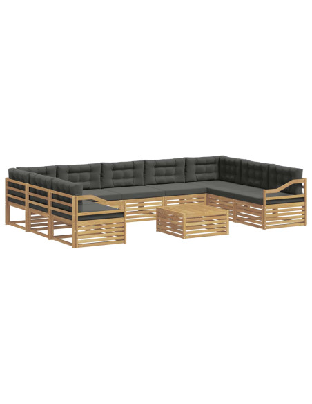 Set di divani da esterno 10 pcs Bianco e Antracite Poliestere