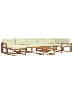 Set di divani da esterno con cuscino 8 pcs Naturale e Crema 2